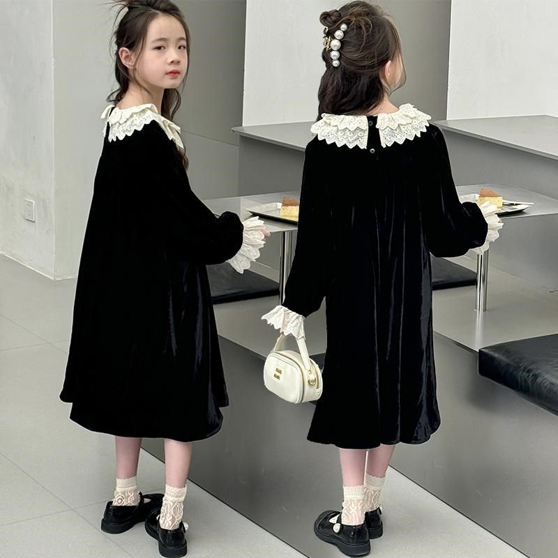 女童连衣裙春秋2025新款儿童洋气高级感女孩礼服公主裙中大童裙子