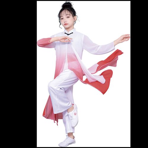 儿童古典演出服男女中国风太极舞蹈服水墨舞剑少年强扇子舞服飘逸