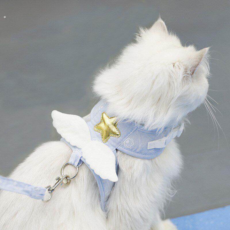 天使翅膀猫咪牵引绳背心式牵引带狗狗幼猫外出牵引防挣脱宠物用品