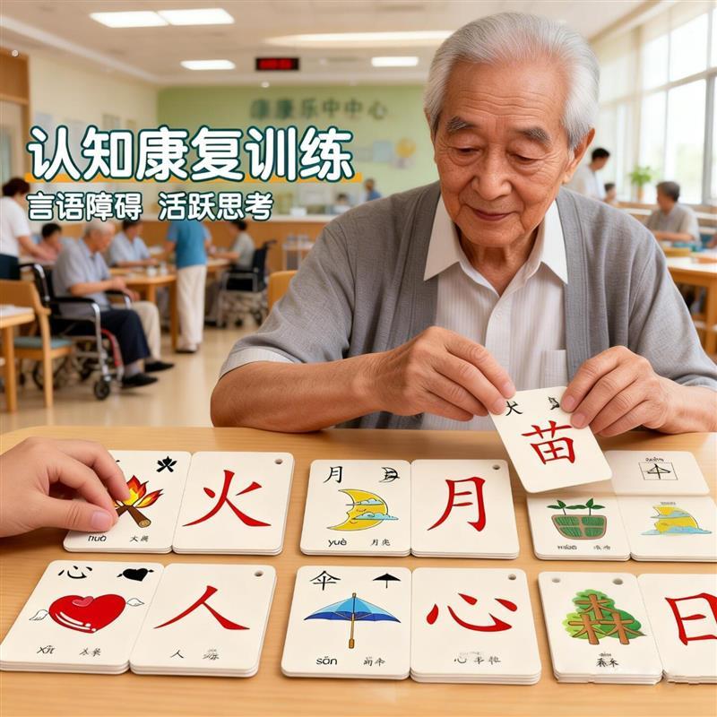 语言康复训练卡改善认知老人康复识字卡片象形识字3000字趣味汉字