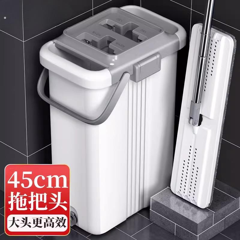 洗脱一体免手洗不脏手懒人拖把干湿两用去污除尘平板拖把替换拖布