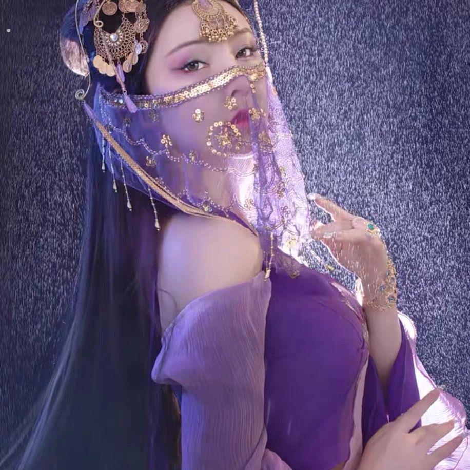 敦煌异域风情古风面纱女面帘遮脸古装中国风流苏汉服配饰面罩防晒
