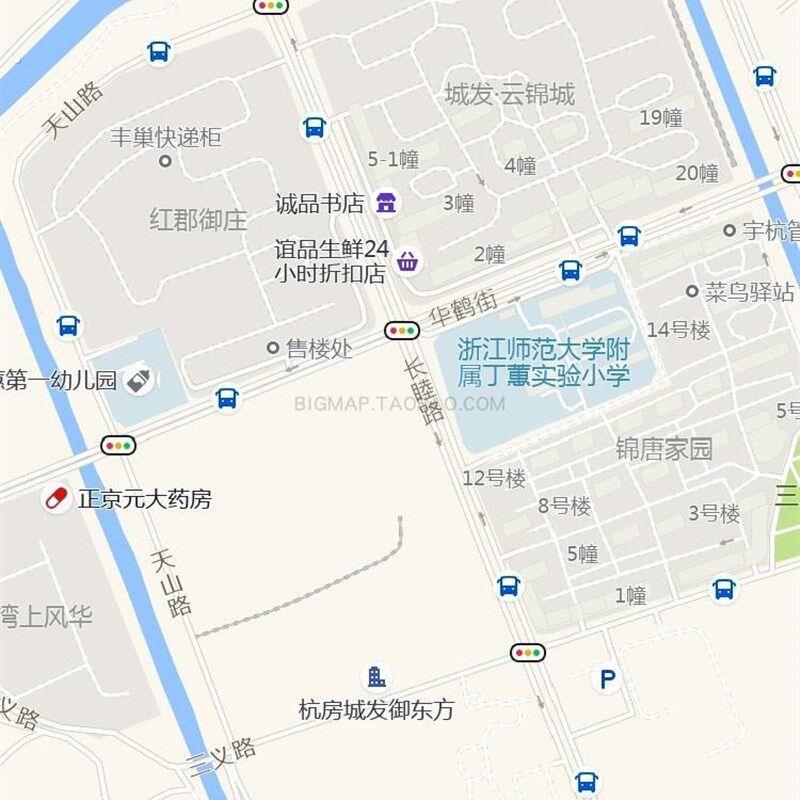 杭州市上城区丁兰街道地图 2025高清定制城市交通会议办公室挂图