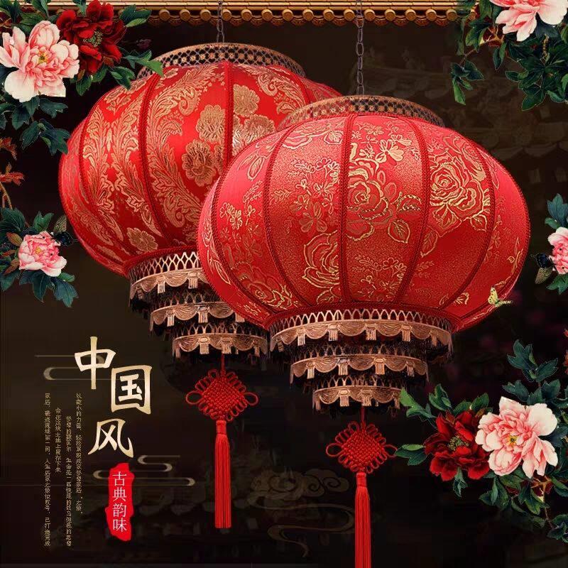 挂饰新年大红仿古户外宫灯灯笼阳台吊灯装饰新款中式乔迁防水羊皮