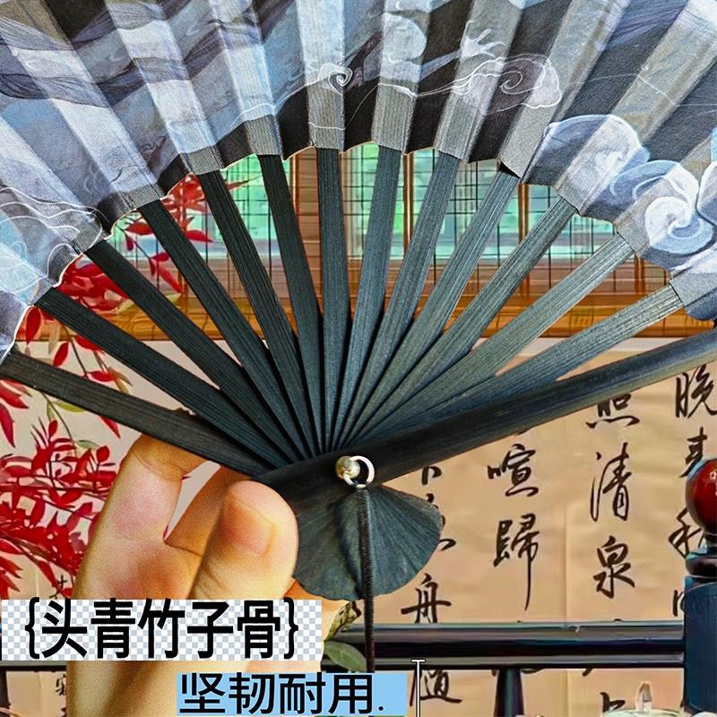 双面古风9寸扇子绢布折扇男扇中国风女生折叠配饰随身夏季扇汉服