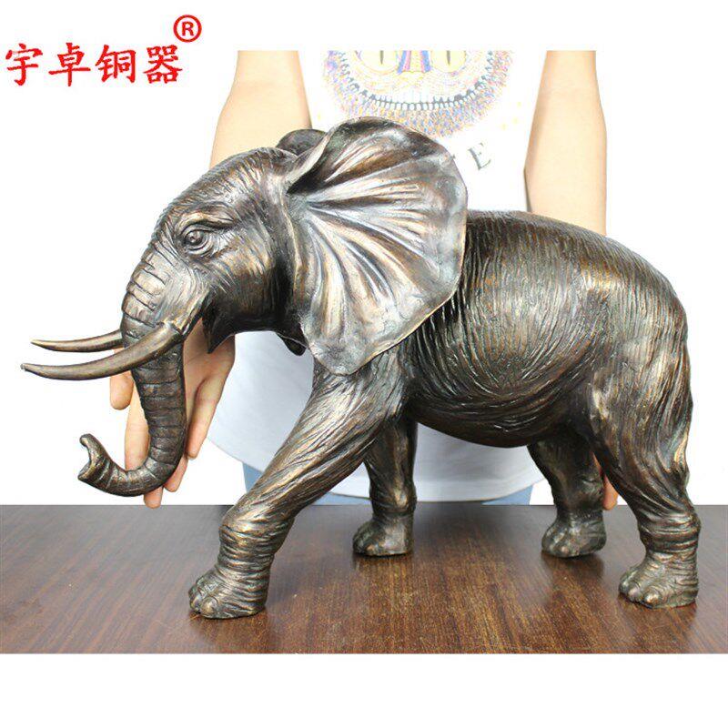 宇卓铜器铜树皮大象工艺品摆件 纯铜象黄铜象黄铜大象