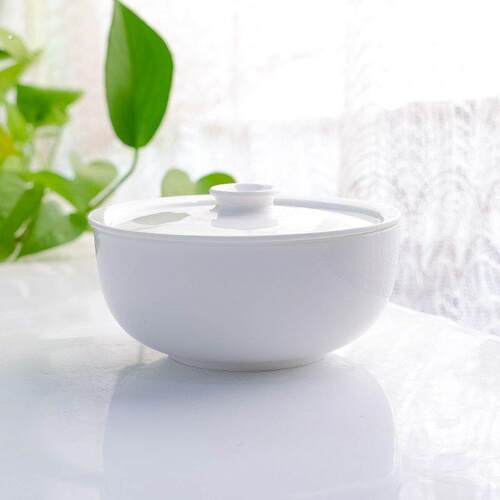 骨瓷带揪盖泡面碗保鲜碗易拿防烫陶瓷带沿蒸蛋羹碗耐高温纯白餐具