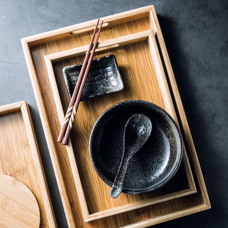 烧桐木托盘复古木质长方形水杯茶托盘果盘桌面收纳竹木托端菜餐盘