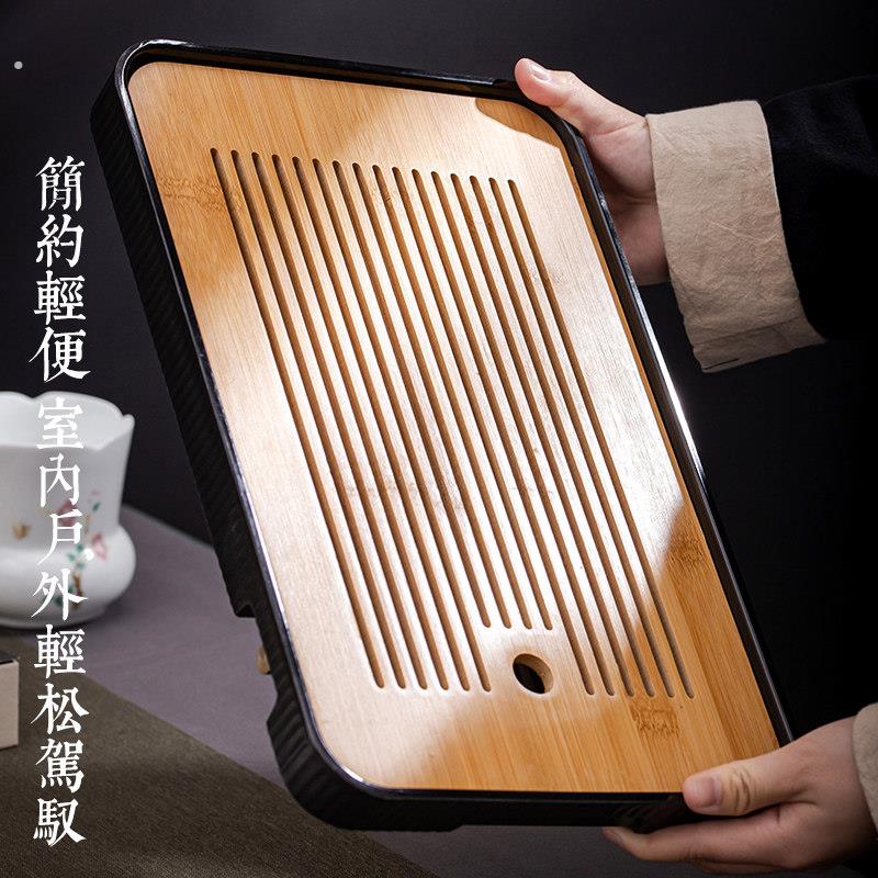 双层沥水托盘干泡茶盘长方形小茶台轻奢现代茶海功夫茶具中式竹盘