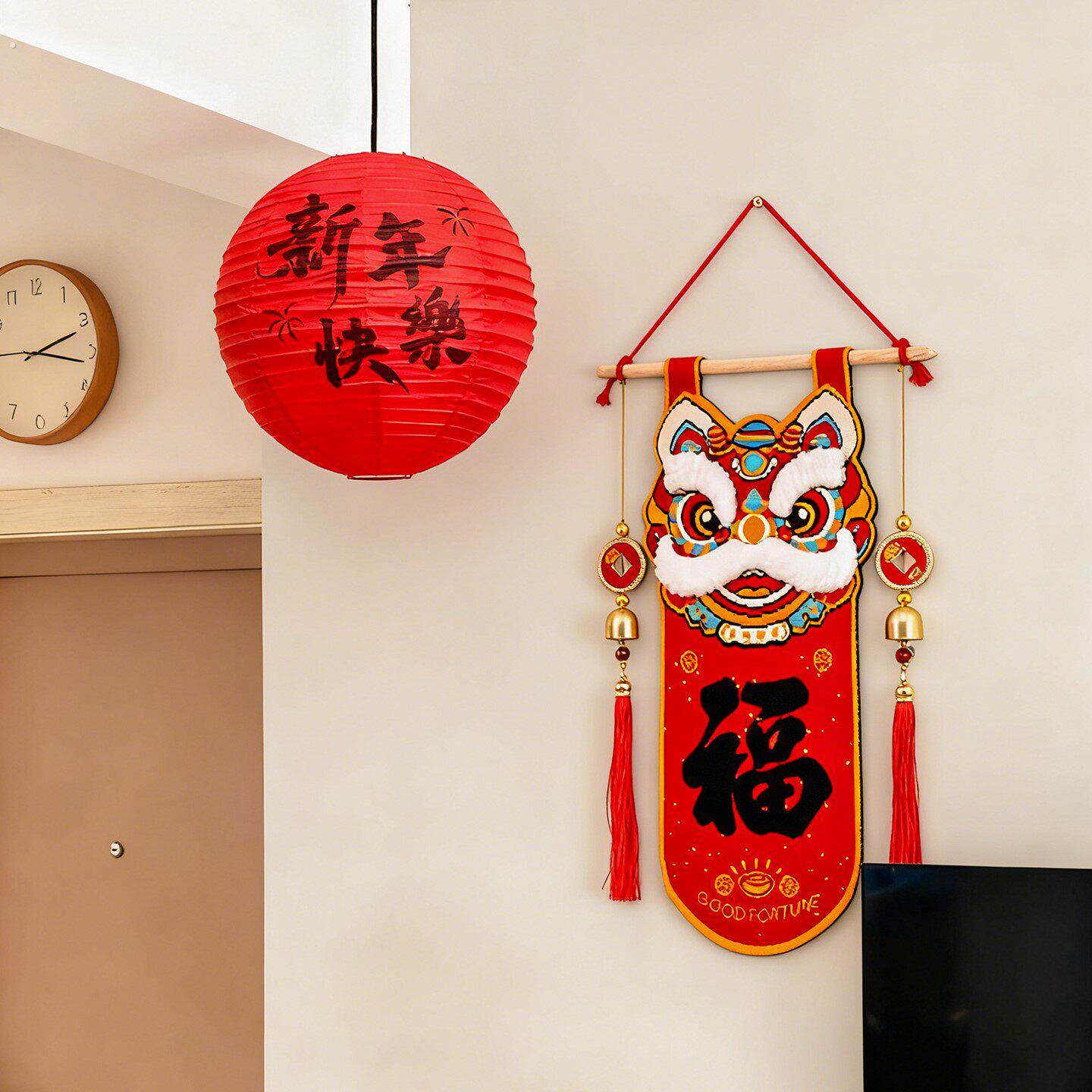 醒狮福字挂饰2026新年装饰品氛围布置春节墙面门把手客厅贺年挂饰