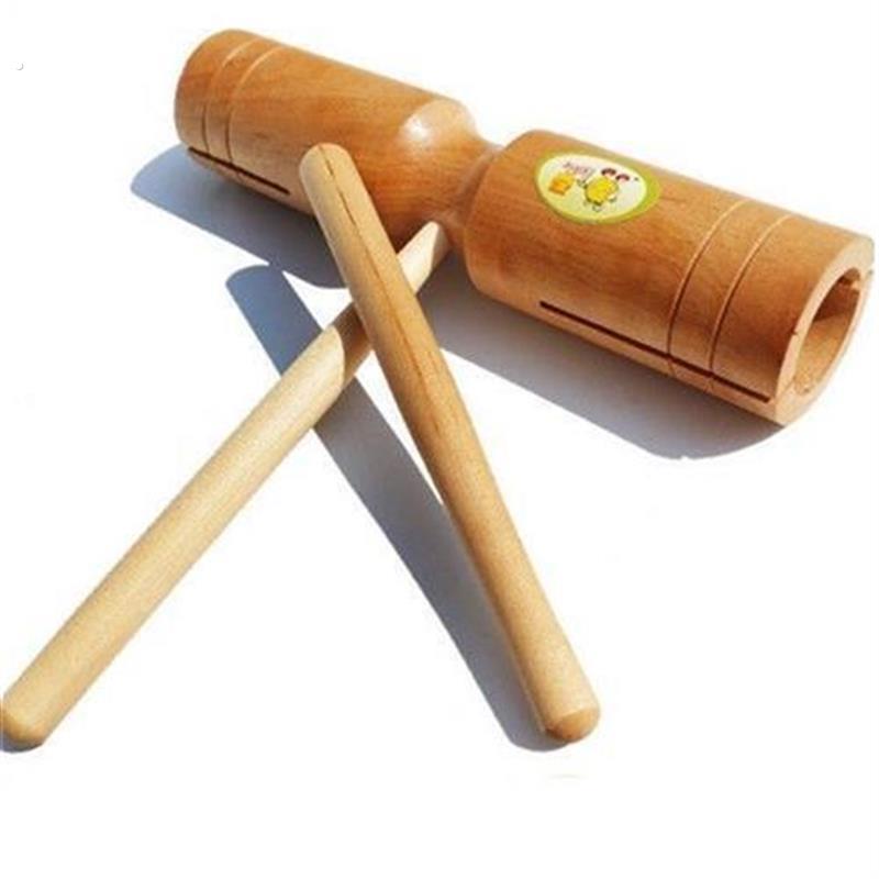 双响筒大号光面榉木双响桶高低音乐教具奥尔夫打击乐器高低音梆子