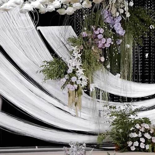 12针高特密白色婚庆双头线帘装饰订婚宴韩式婚礼道具超密双冒线帘