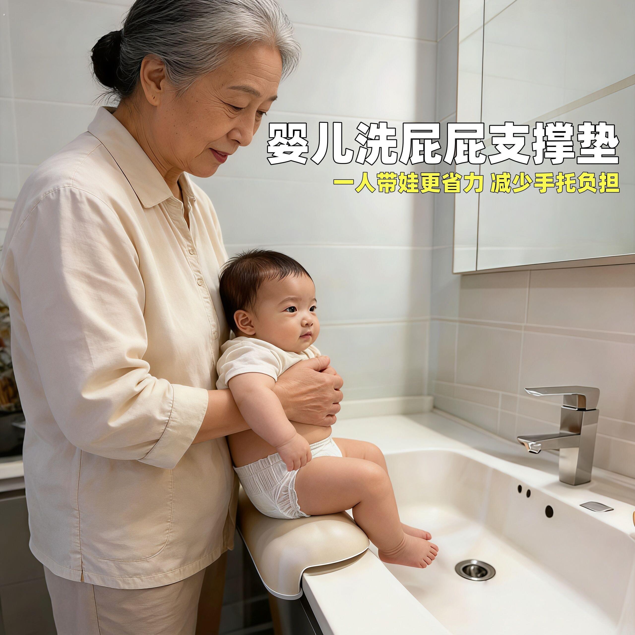 婴儿洗屁股神器 宝宝洗屁屁支撑垫 洗手池台盆吸盘防滑清洗辅助垫