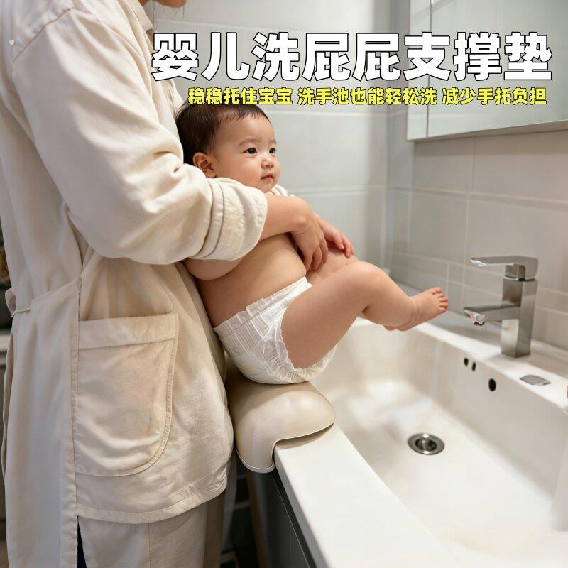 婴儿洗屁股神器 宝宝洗屁屁支撑垫 洗手池台盆吸盘防滑清洗辅助垫