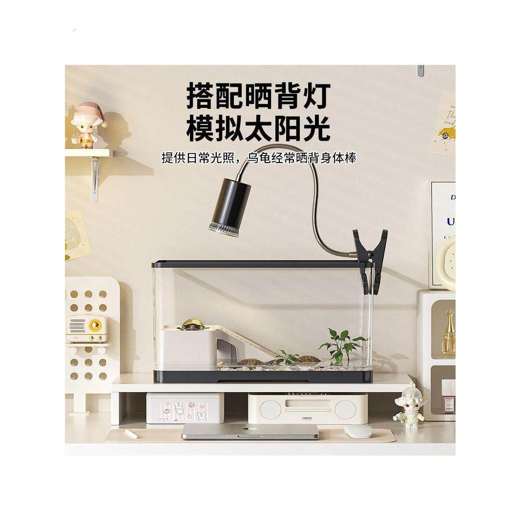 生态造景乌龟缸新款带盖防逃逸置物豪华别墅龟缸家用巴西龟饲养箱