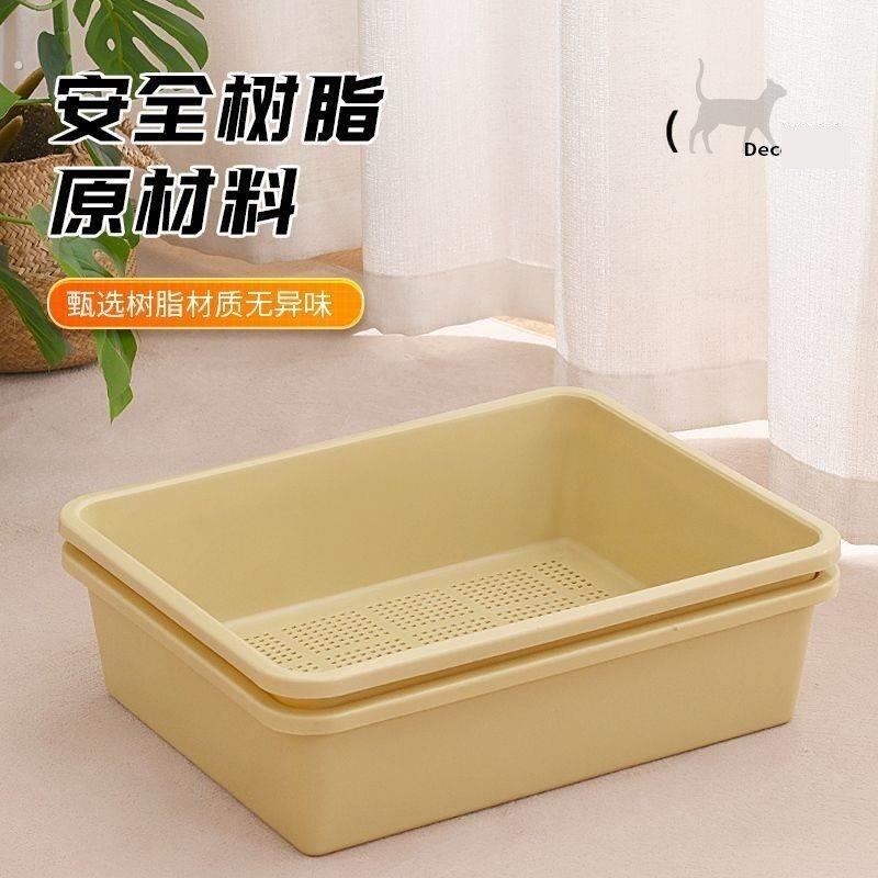 加大号开放式木砂双层猫厕所松木猫砂盆猫便盆大肥猫乌龟苗盆