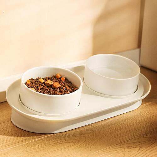 猫碗陶瓷猫食盆双碗狗碗防打翻猫粮饭碗保护颈椎喝水狗盆宠物用品