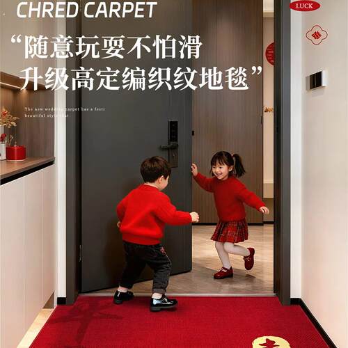 马年新款入户门地垫2026高级红色门垫乔迁门口地毯免洗脚垫可裁剪