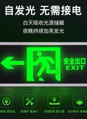 安全出口指示牌应急灯不插电无线安全出口指示牌夜光
