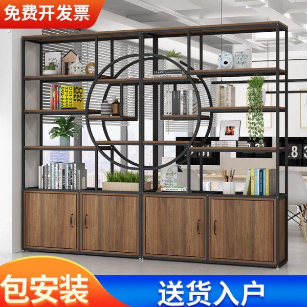 办公室隔断置物架客厅屏风入户装饰墙工业风铁艺博古架展示柜白色