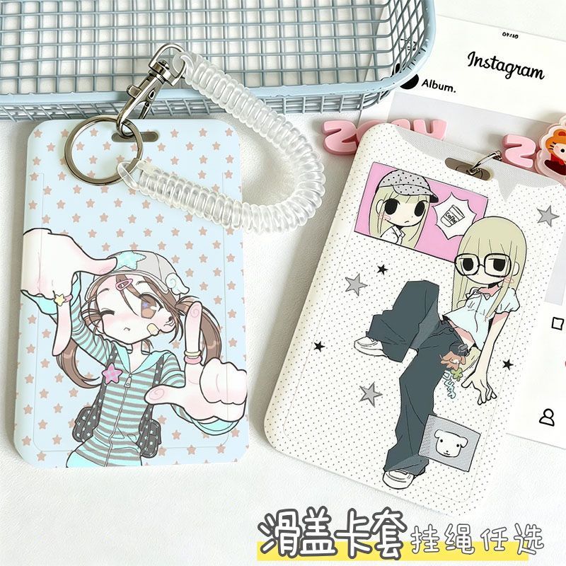 日系少女滑盖防丢饭卡公交卡套图片