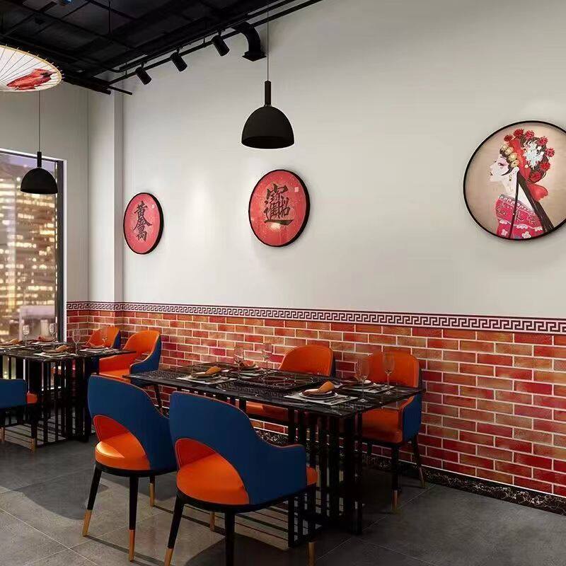 店铺贴墙围墙裙贴纸小吃店红砖墙纸壁纸商用餐饮店防水墙壁纸自粘
