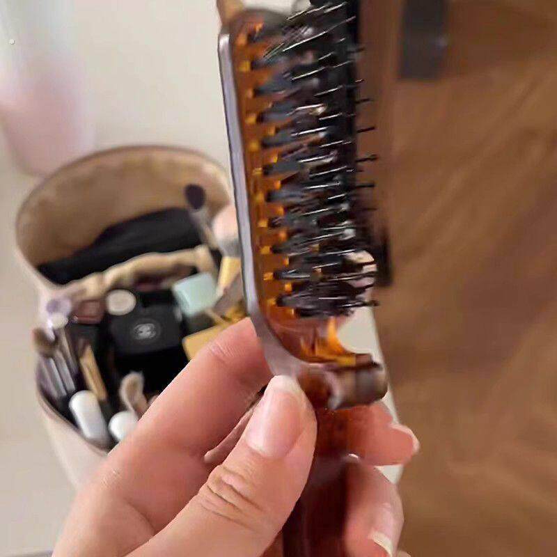 可携式小随身折叠梳家用女士专用防静电猪鬃毛梳子按摩头皮蓬松柔