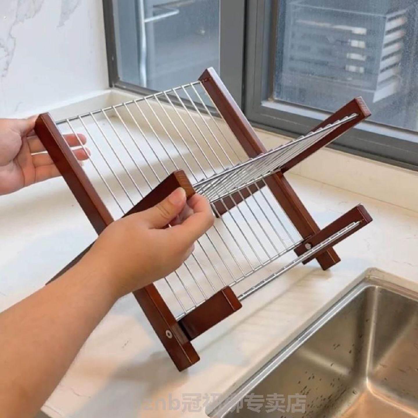 家用厨房沥水置物架盘子碟字碗碟架镀钢晾干放碗的架子折叠碗架
