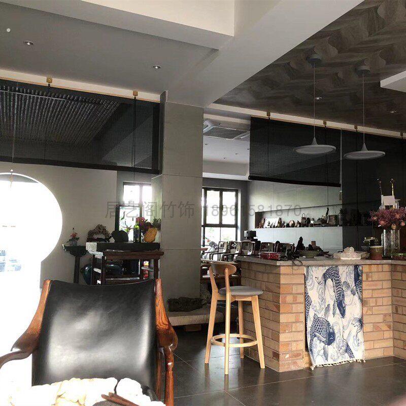 竹窗帘卷帘隔断背景墙阳台客厅书房遮光精致款拉绳升降中式免打孔