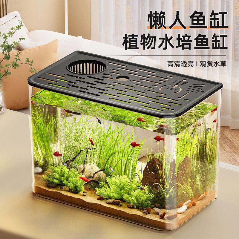 泥鳅专用缸小型家用水族箱带盖子客厅桌面家庭封闭式庭院防摔懒人