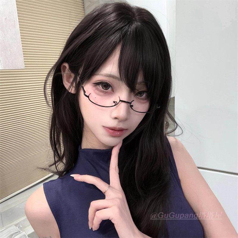 日系下半框眼镜女装饰镜架无镜片眼睛御姐纯欲直播主播秘书眼镜框