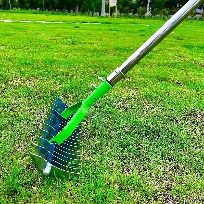 园林草坪耙子全不锈钢枯草落叶耙梳理耙翻土草耙除草松土园艺工具