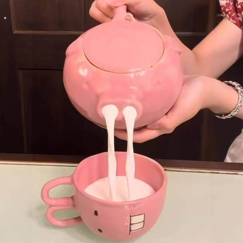 小猪陶瓷水壶搞笑猪鼻子流水茶壶有趣水杯猪头茶具送闺蜜整蛊礼物