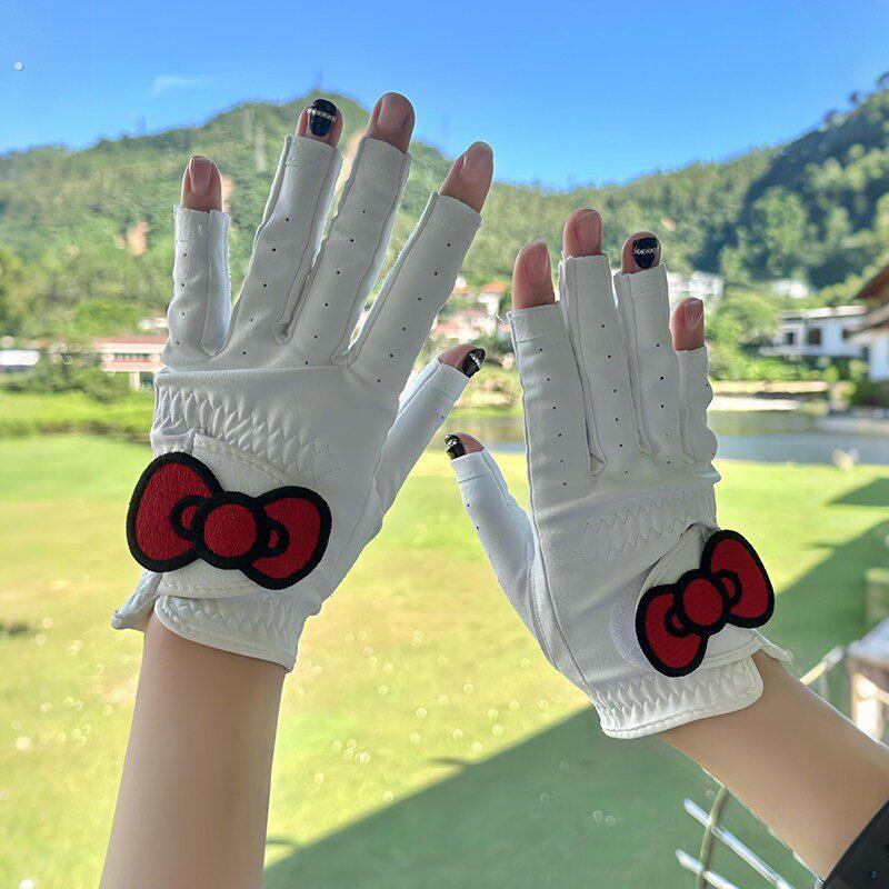 蝴蝶猫骑行手套夏季女生防晒紫外线高颜值防滑透气露指手套耐磨