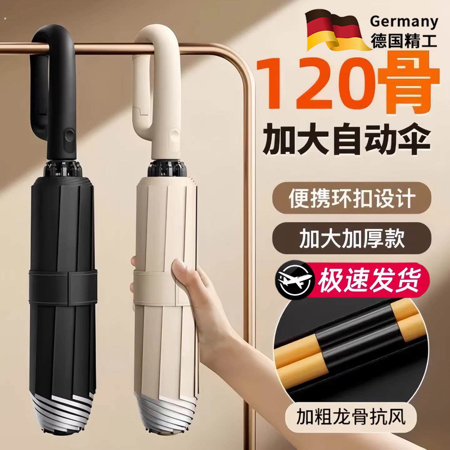 德国反向雨伞全自动环扣大号加厚抗风暴防暴雨晴雨两用便携防晒伞