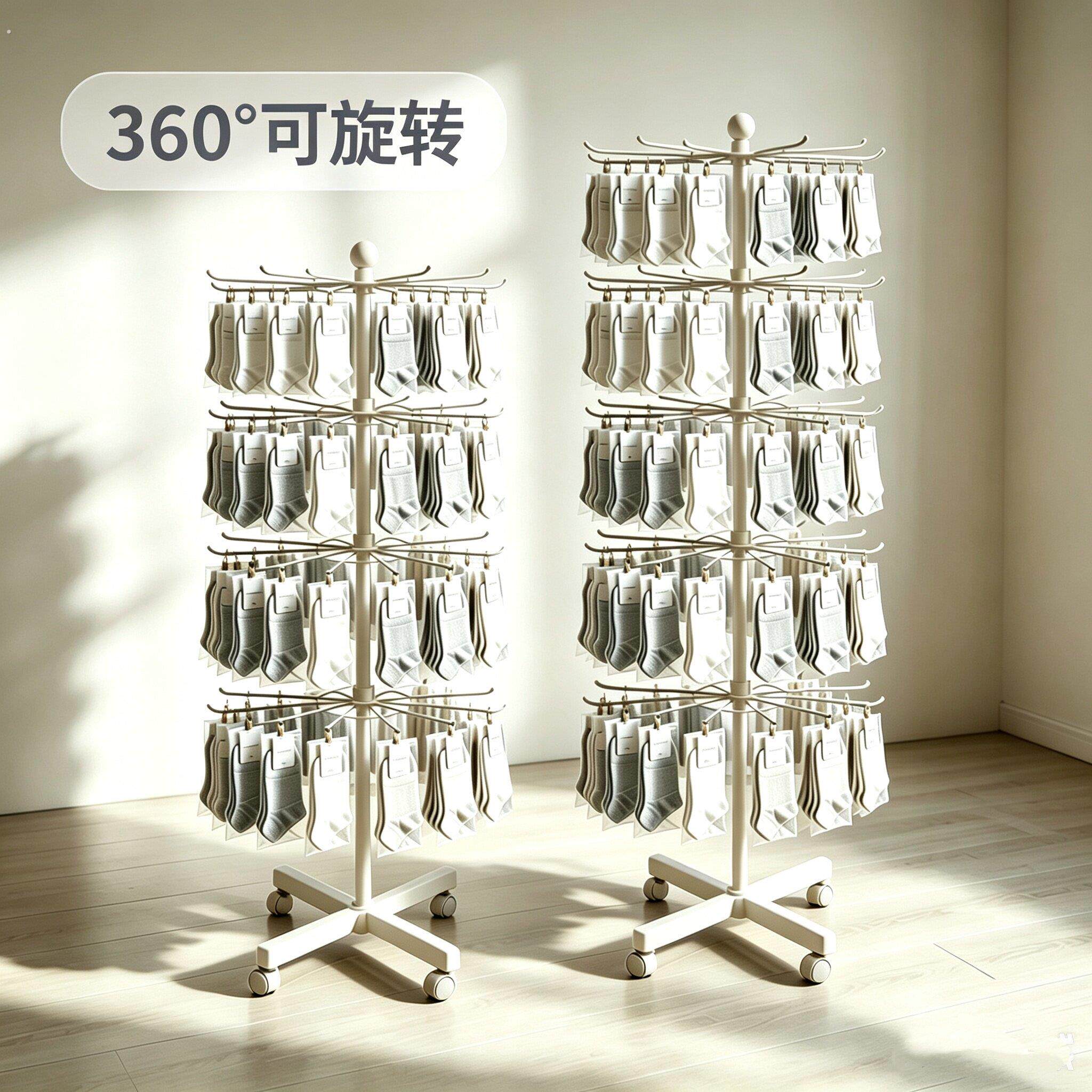落地袜子展示架手机壳多层可旋转商铺内衣饰品多功能摆摊挂货架子
