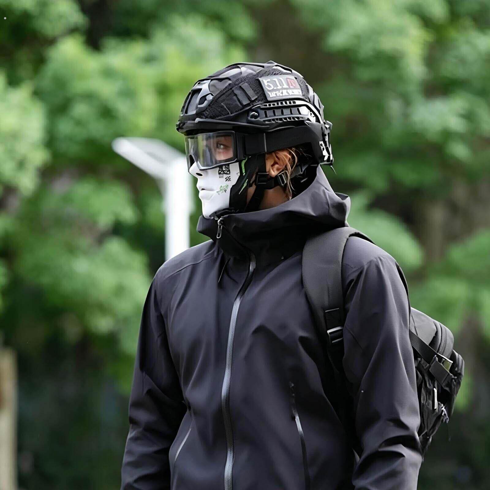 摩托车半脸面具硬壳女骑同款专属面罩防风防摔机车骑行白出片神器