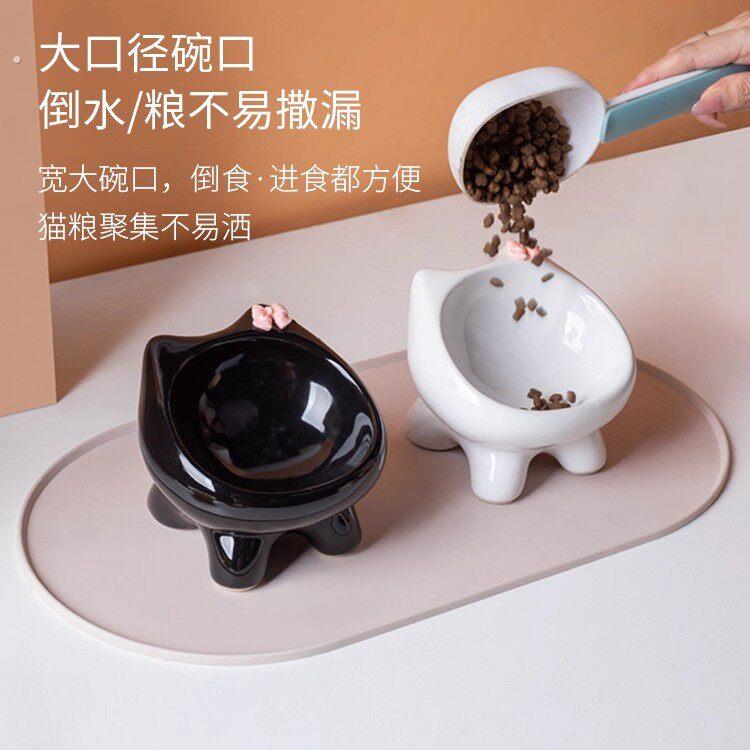 猫碗陶瓷不黑下巴猫咪碗猫饭碗水碗斜口猫粮宠物碗狗碗猫食碗猫盆