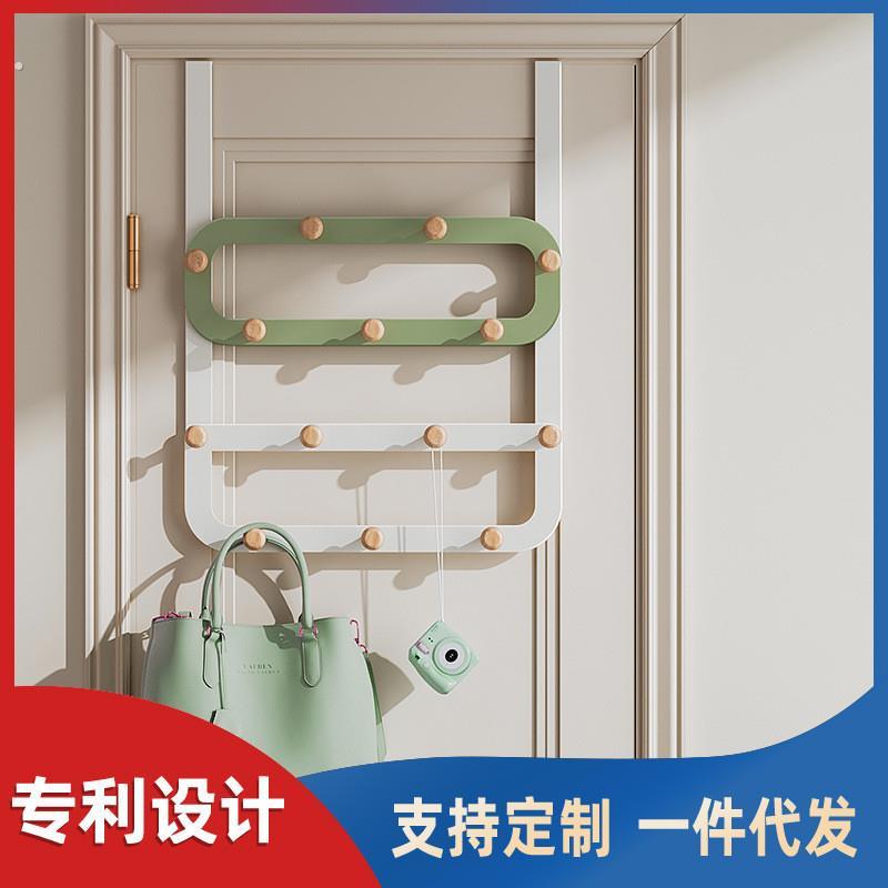 门后挂钩免打孔双层壁挂挂衣架收纳衣服卧室玄关洗手间背挂置物架