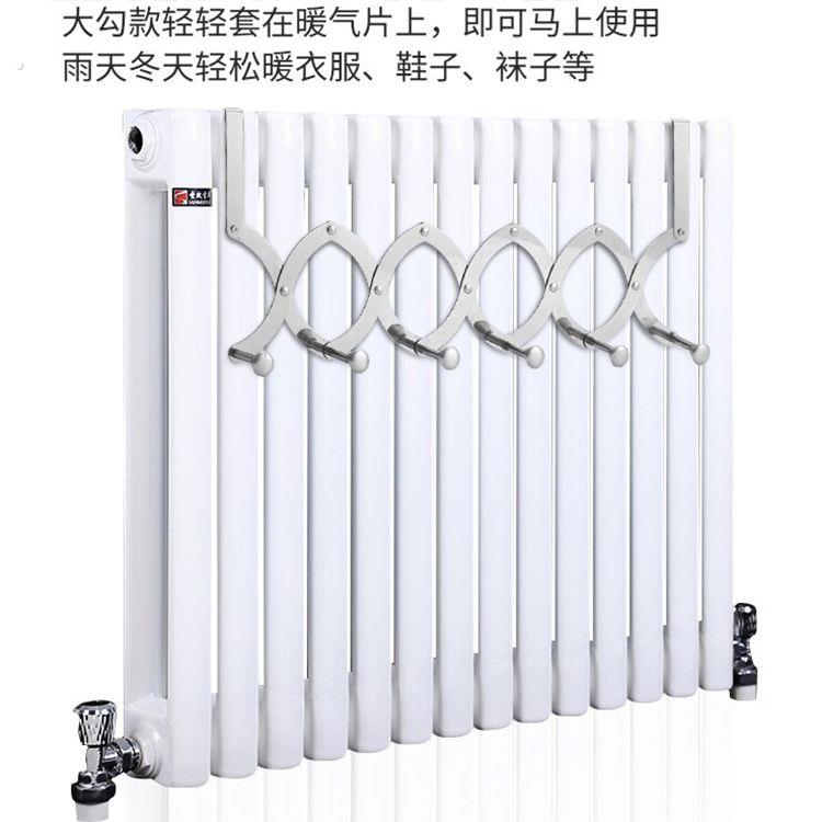 可伸缩晾衣架支架不锈钢家用暖气管上方烘衣置物架暖气片专用挂钩