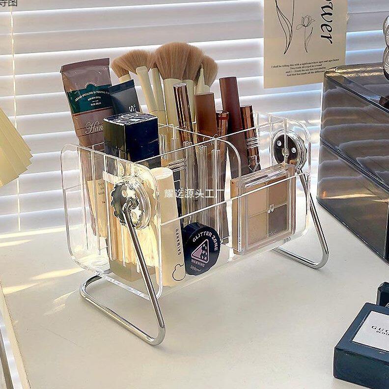 眼影刷亚克力桌面置物架口红化妆品收纳盒筒桶梳妆台宿舍架子笔筒