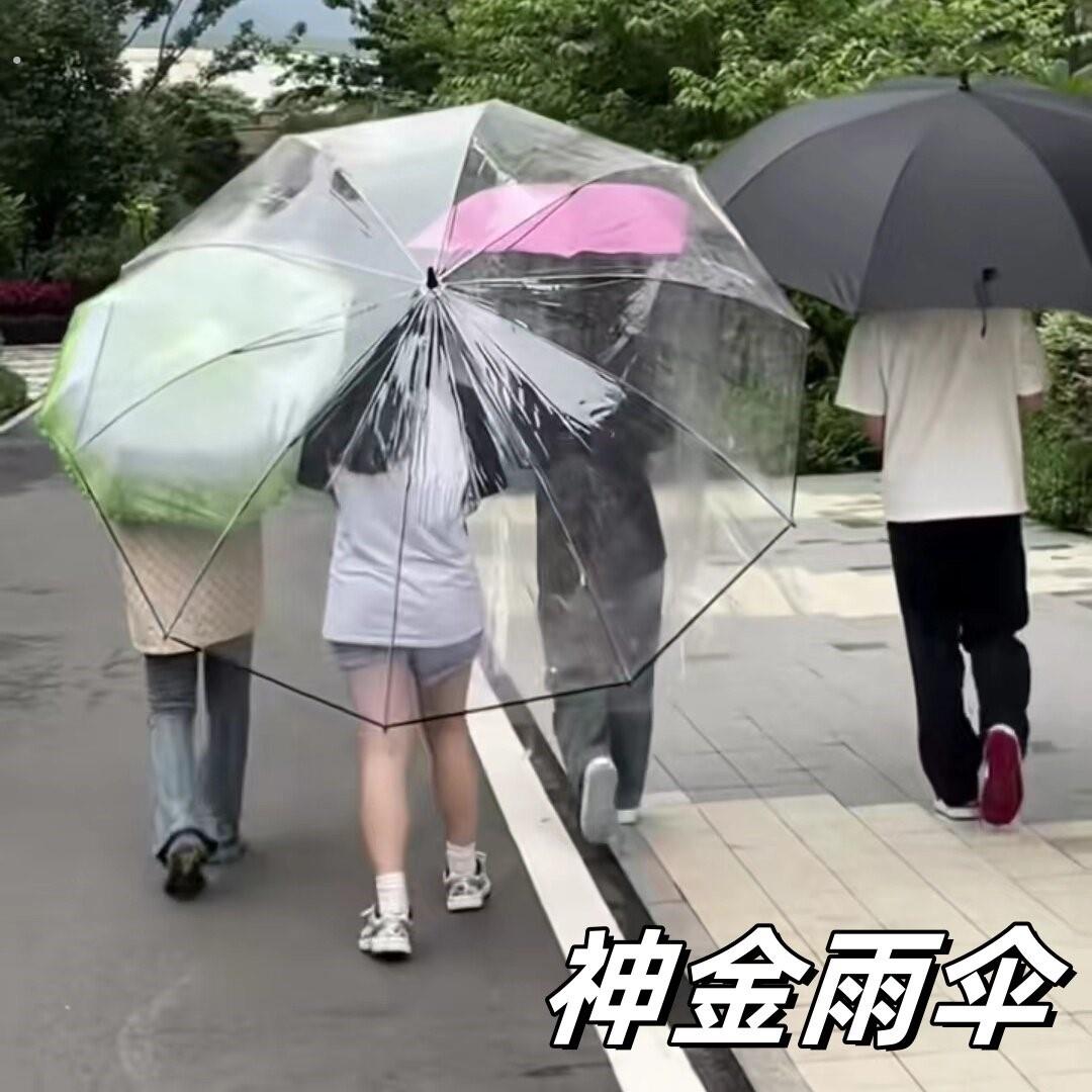 特大号自动透明雨伞加大抗风韩版清新多人伞直杆超厚暴雨专用伞