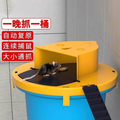 重复使用翻盖捕鼠器自动桶盖陷阱重置神器室内家用捉器灭鼠老鼠笼