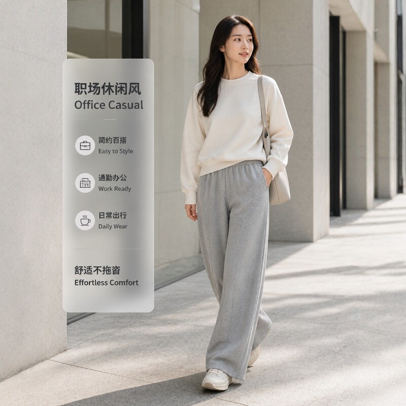 简约百搭大码显瘦针织休闲裤女