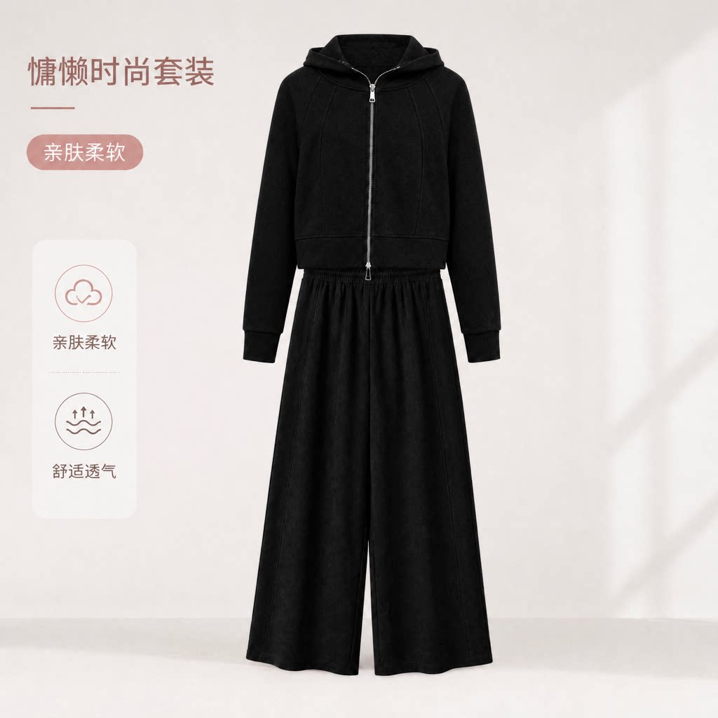 针织弹力休闲运动套装女春秋季