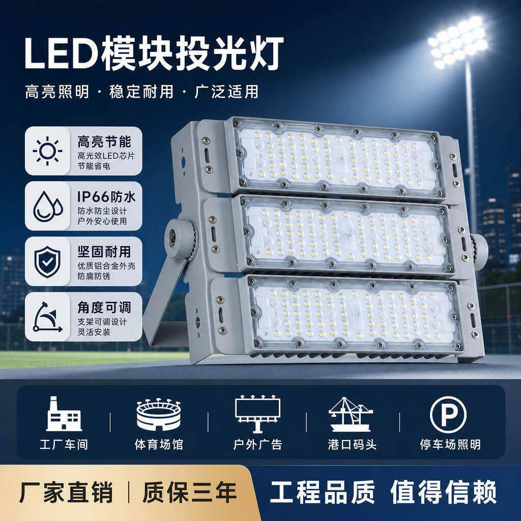 LED隧道灯模组投光灯户外防水杆路灯工厂车间照明超亮强光射灯
