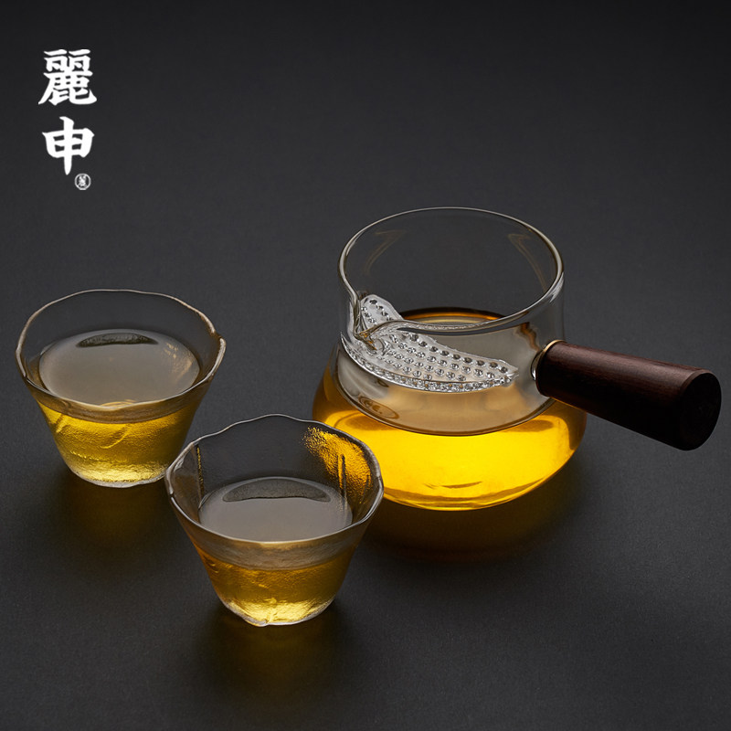 耐热玻璃侧把公道杯茶壶分茶器公杯功夫茶具侧把壶茶海带过滤