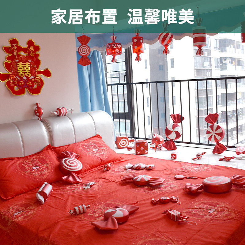 圣诞节装饰用品红白色彩绘糖果挂件吊饰婚庆场景拍摄商场美陈道具