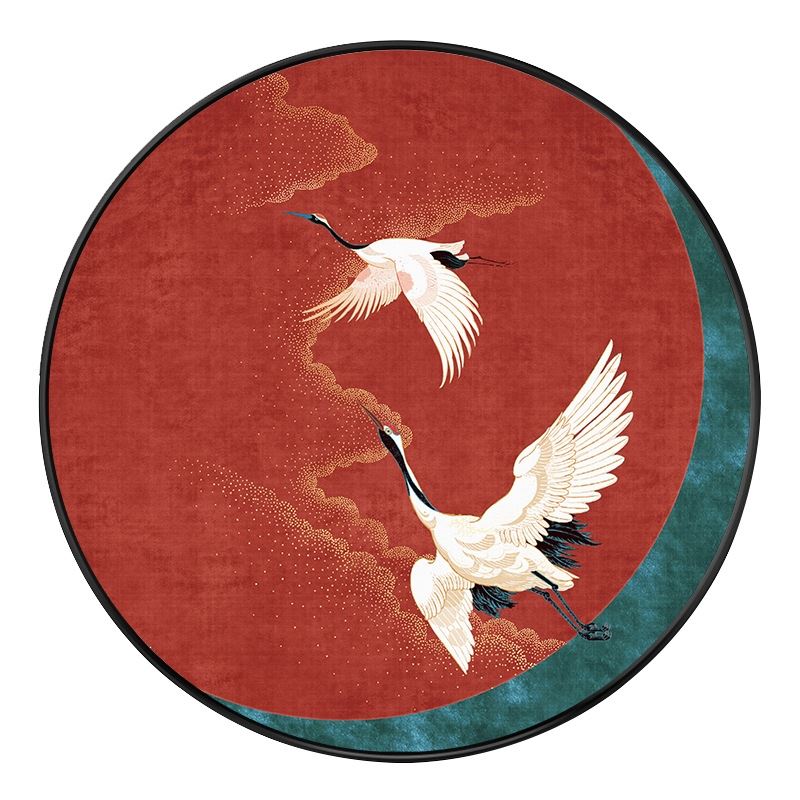 古风仙鹤圆形禅意装饰画民宿酒店办公室中国风走廊过道挂画玄关画