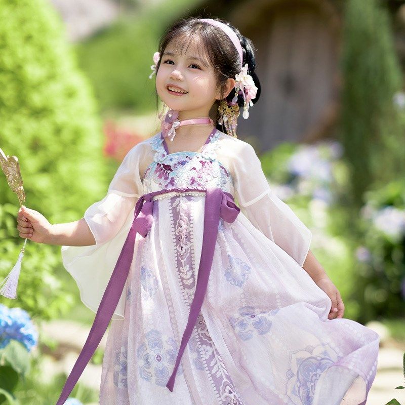 十三余童装[月影花朝]汉服女童2024新款古风连衣裙夏装儿童演出服